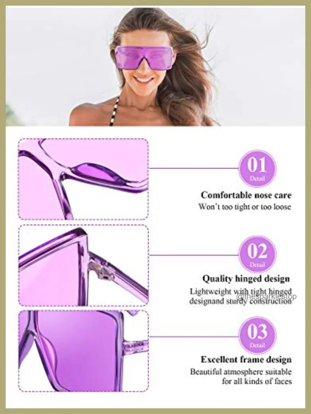 3 Pack Oversized Square Sunglasses Flat Top Fashion Shades
